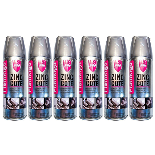 6x Spray Paint Zinc Coat 450ml Cold Gal Silver Rust Stop Aero Flamingo