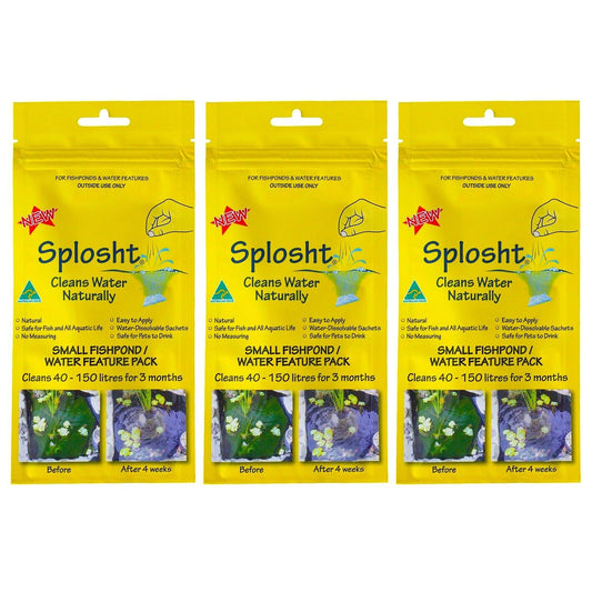 3x Splosht Fish Pond Natural Water Feature Cleaner 150L Algae Clear Aquarium PRO