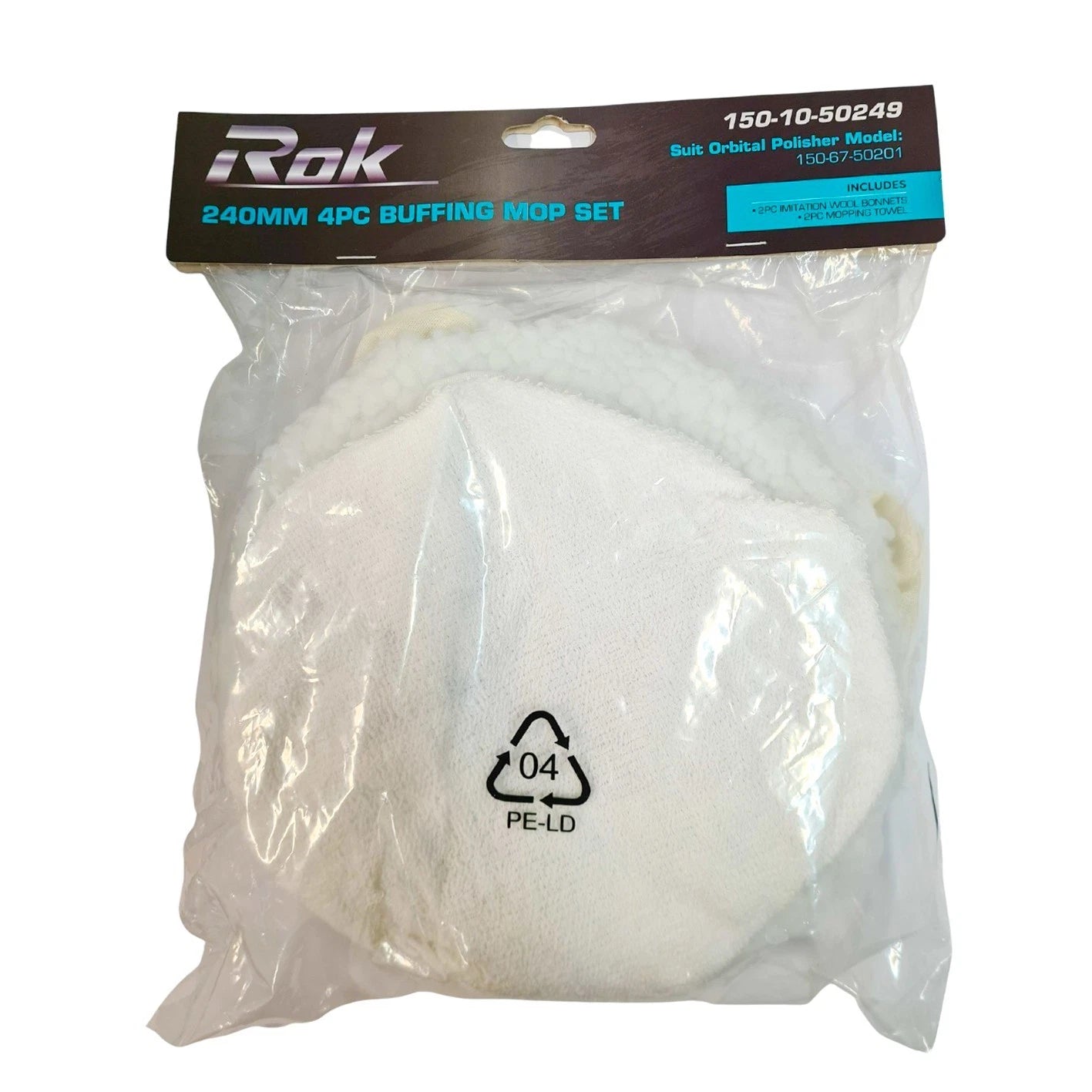 Polisher Buffer Bonnet Set 4pc 240mm Rok For Orbital Polish Waxing Buff 9.5"