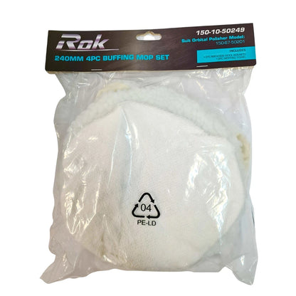 Polisher Buffer Bonnet Set 4pc 240mm Rok For Orbital Polish Waxing Buff 9.5"