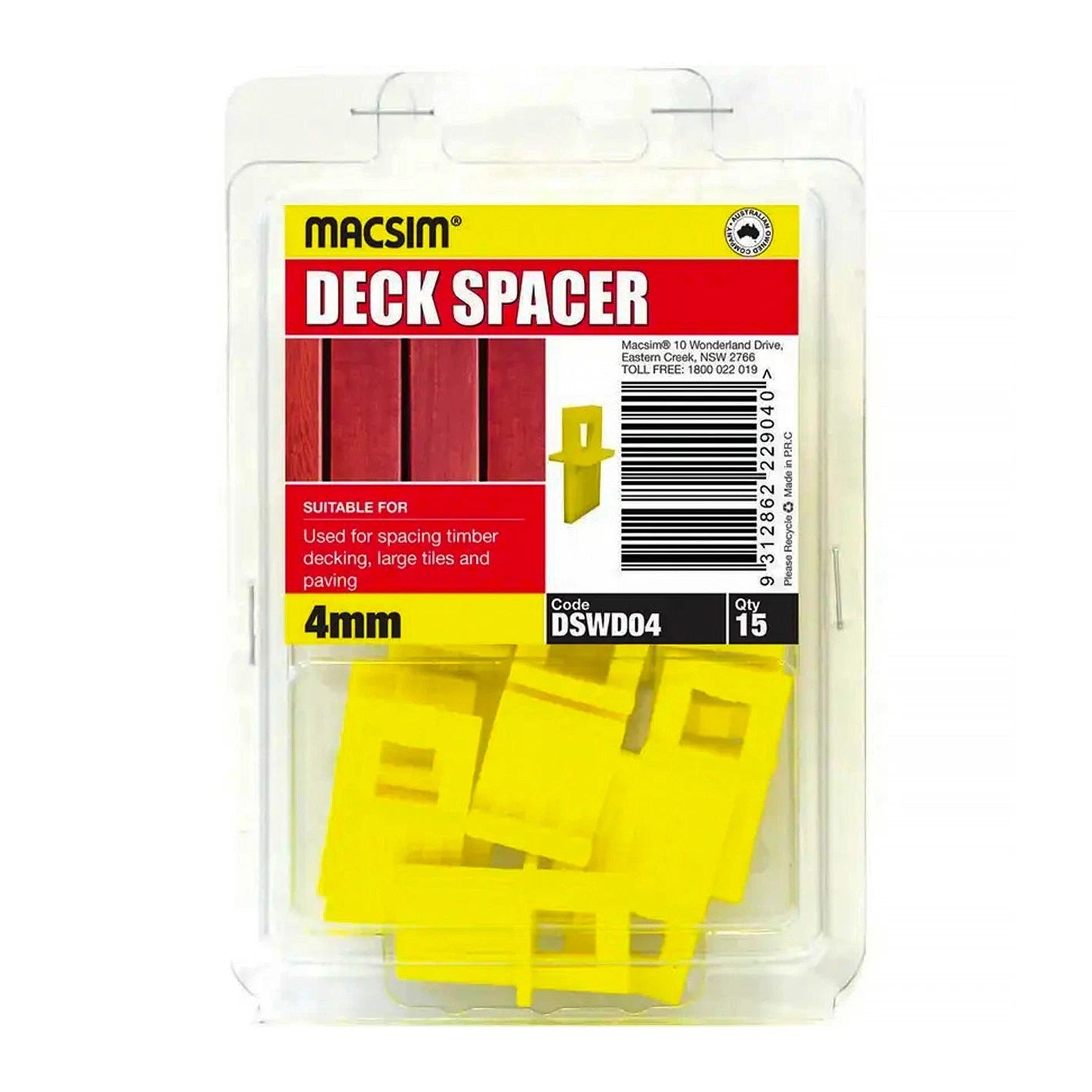 Decking Spacer Pack 4mm Gap 15pc Deck Shims Paving Tiling Wedge Wood Composite