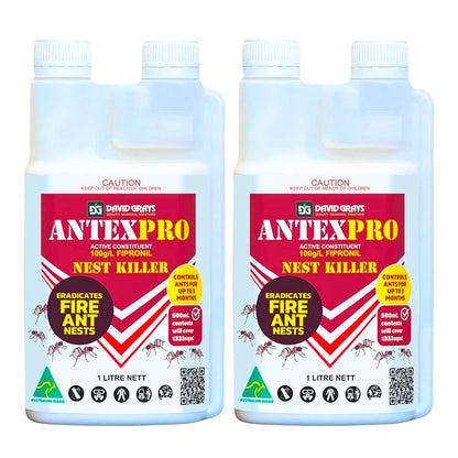 2x Ant Nest Killer Spray 1L Antex PRO Fipronil 100g/L Fireant Pest David Grays