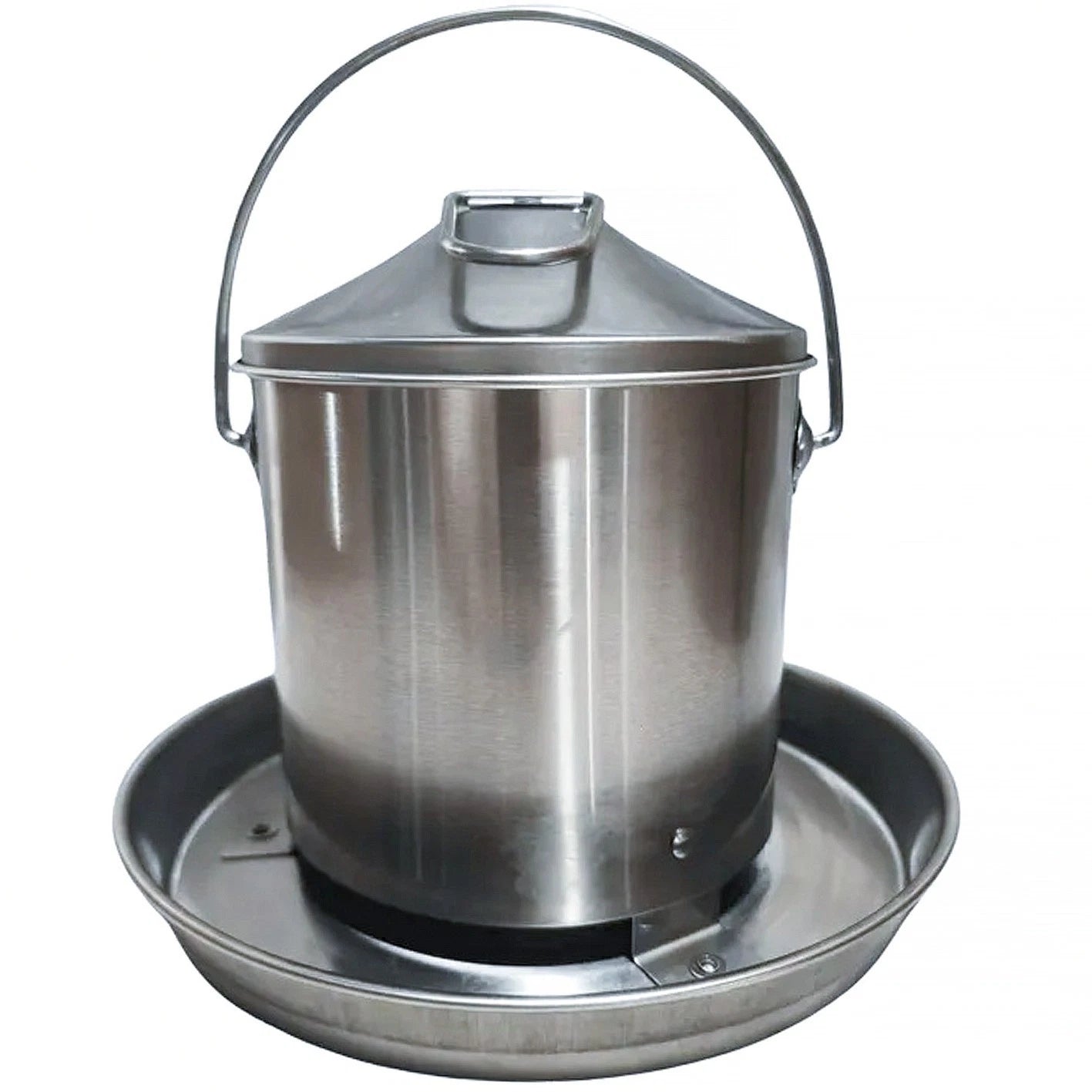 Poultry Feeder Stainless Steel 2kg Metal Hanging with Handle Greenleaf Chicken