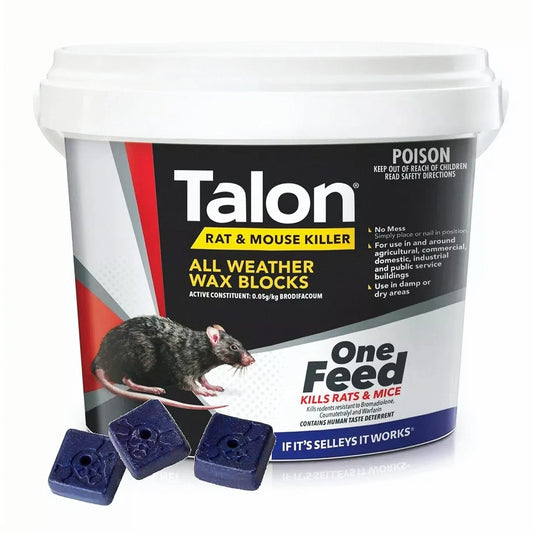 Talon Wax Blocks 2.4kg PRO Rat Mouse Bait All Weather Trap Blox Rodenticide