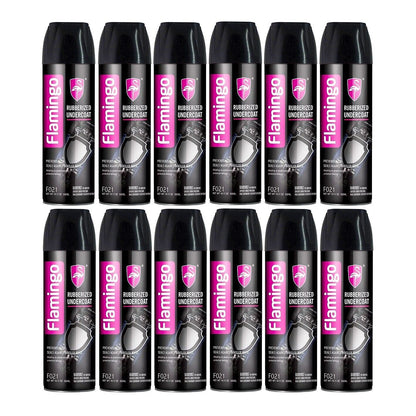 12x Rubberised Undercoat Spray 500ml Black Car Auto Boat Rust Stop Flamingo