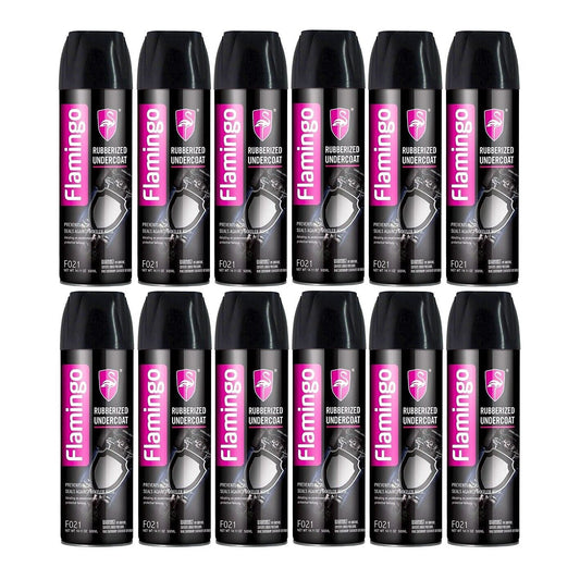 12x Rubberised Undercoat Spray 500ml Black Car Auto Boat Rust Stop Flamingo