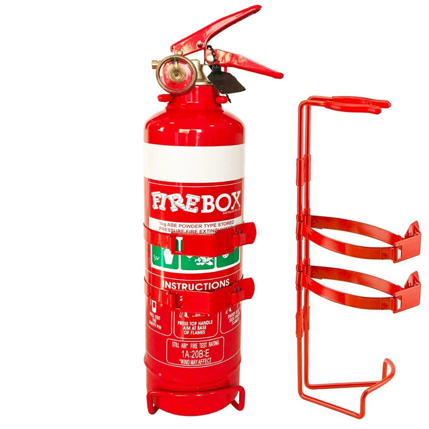 Fire Extinguisher 1kg ABE with Twin Latch Bracket Dry Powder Car Boat Home Aust