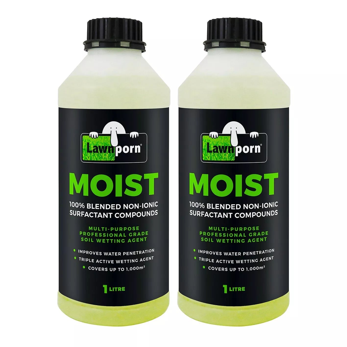 2x Lawnporn Moist Wetting Agent 1L Concentrate Lawn Turf Garden Grow Enhancer