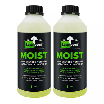 2x Lawnporn Moist Wetting Agent 1L Concentrate Lawn Turf Garden Grow Enhancer