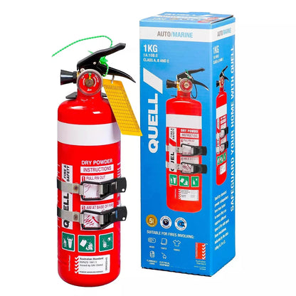Quell Fire Extinguisher Auto Marine 1kg ABE Stainless Double Twin Latch Bracket