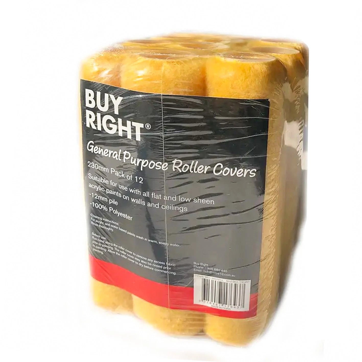 Paint Roller Cover 230mm 12pc Bulk Pack 12mm Nap Wall Ceiiling Int/Ext Quality