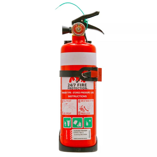 Quell Fire Extinguisher 247 Home Auto 1kg ABE with Bracket Powder Car Boat
