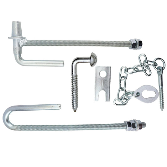 Whites Wires Farm Gate Hinge Kit FG9 Bolt Through Latch Set Hook & Keeper Ring