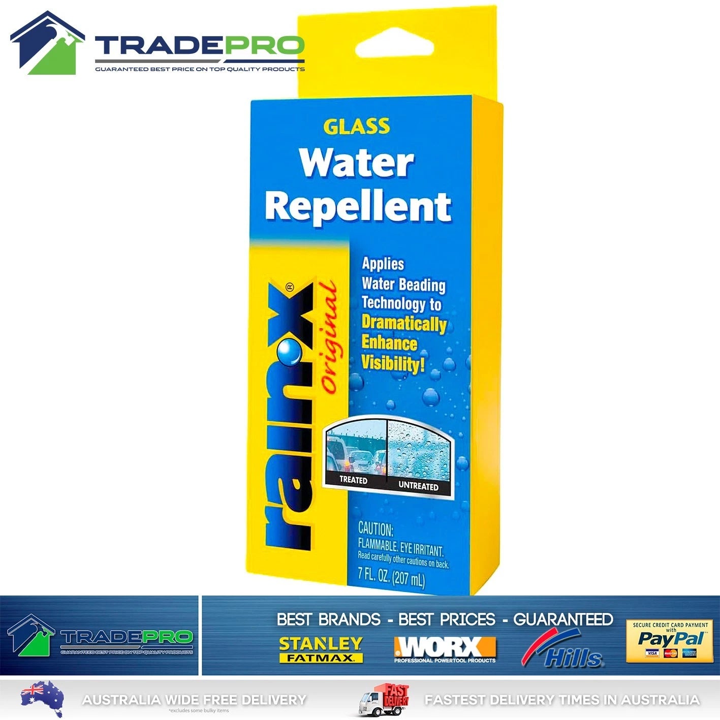 RainX Original Glass Treatment 207ml Repels Water Windscreen Rain Repellent