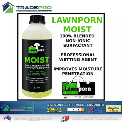 2x Lawnporn Moist Wetting Agent 1L Concentrate Lawn Turf Garden Grow Enhancer