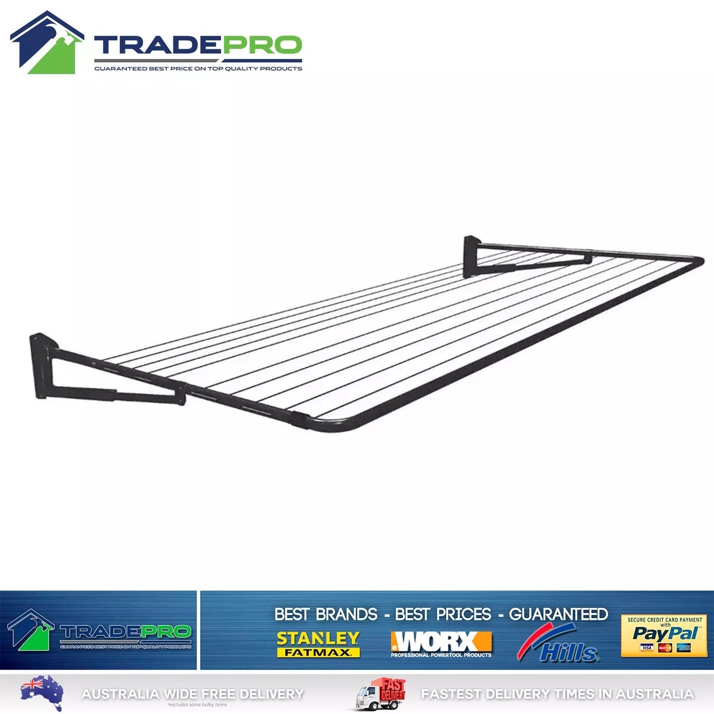 Single Folding Frame Clothesline Quick Lock Anthracite Black Fold Down Everyday