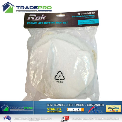 Polisher Buffer Bonnet Set 4pc 240mm Rok For Orbital Polish Waxing Buff 9.5"