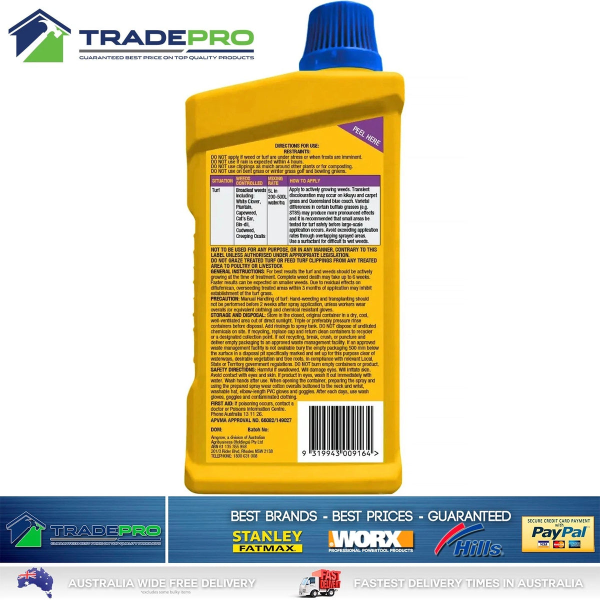 3x Amgrow Bin-Die Selective Lawn Weeder 500ml Clover Oxalis Bindi Weed Killer