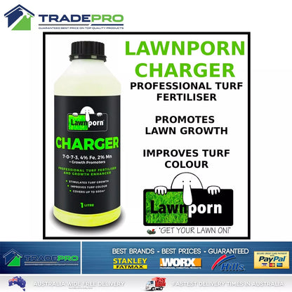 2x Lawnporn Charger Fertiliser 1L PRO Concentrate Lawn Turf Garden Grow Enhancer
