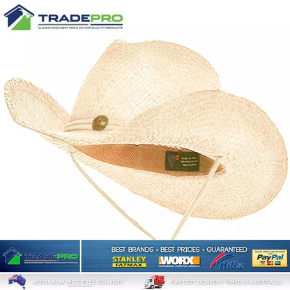 Straw Cowboy Hat Aussie Outback Western Jacaru Mens Womens Most Sizes White Med