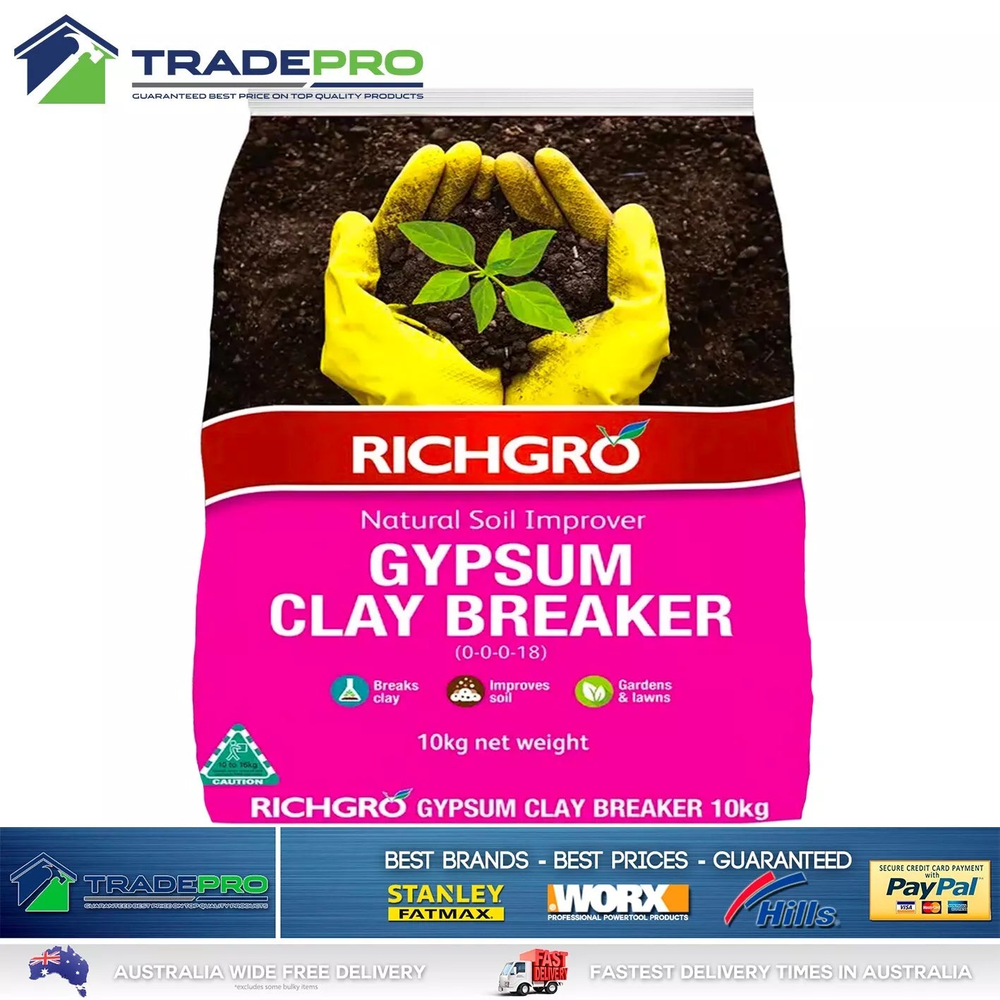 Gypsum Clay Breaker Richgro 10kg Garden Soil Improver Calcium Conditioner