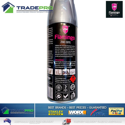 3x Spray Paint Zinc Coat 450ml Cold Gal Silver Rust Stop Aero Flamingo