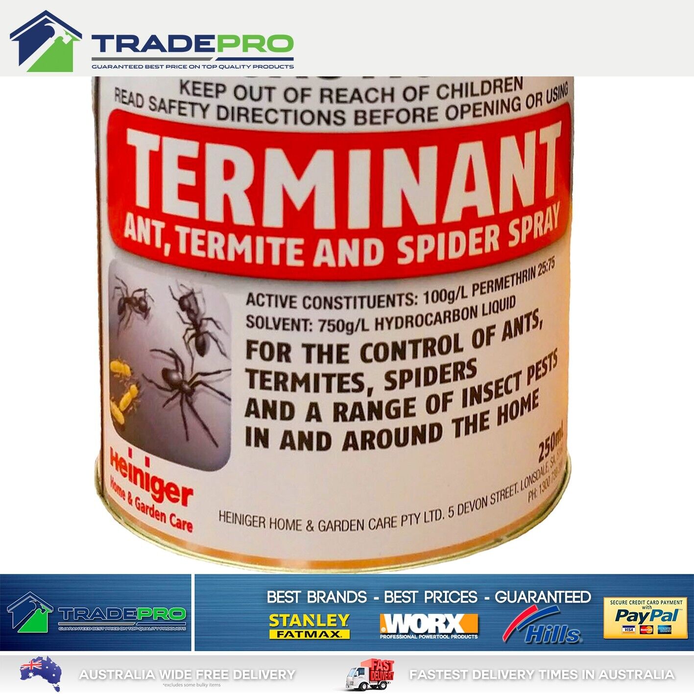Termite Inspect Ant Cockroach Spectrum Spray 250ml Permethrin Treatment Systemic