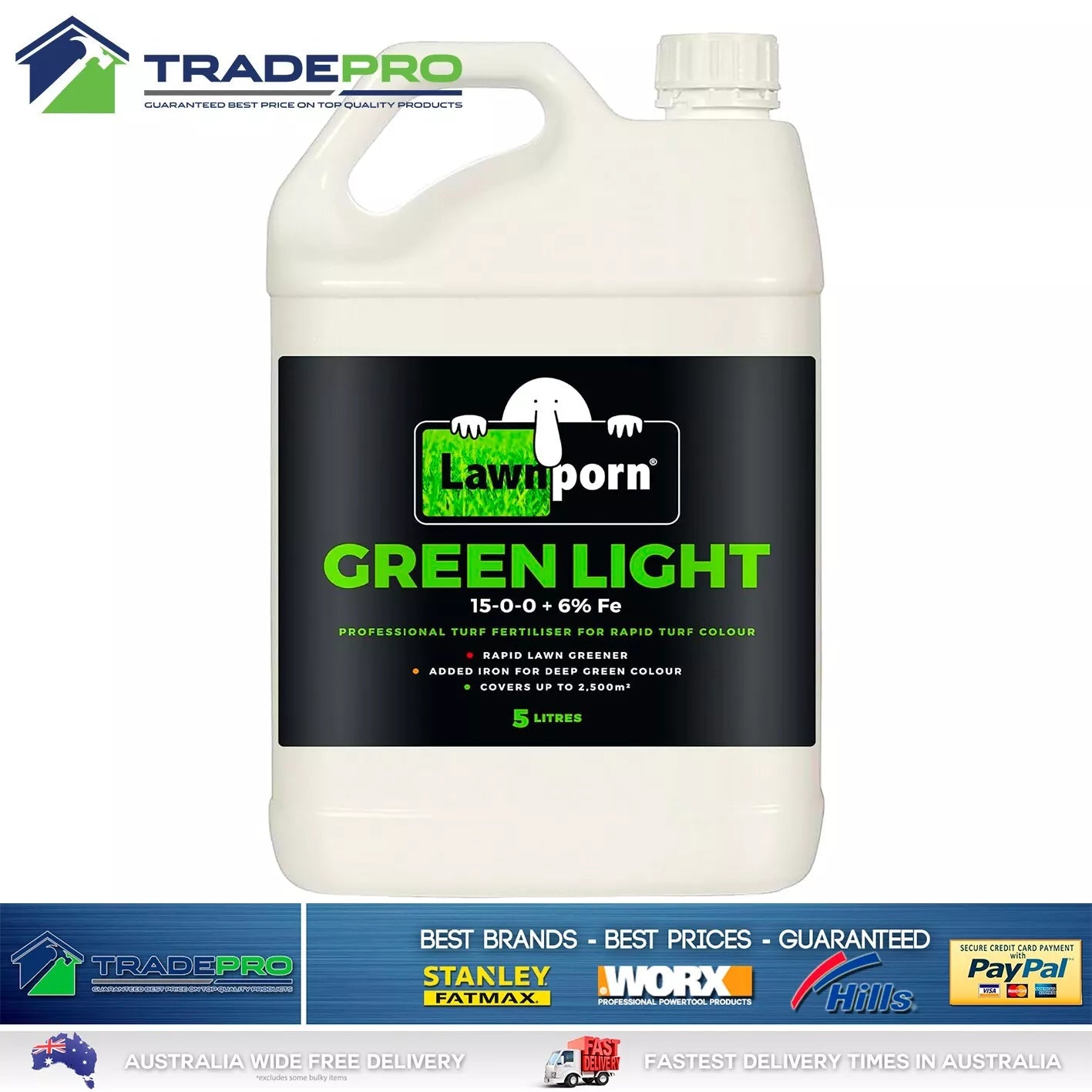 Lawnporn Green Light Fertiliser 5L Concentrate Rapid Lawn Porn Turf Garden Grow