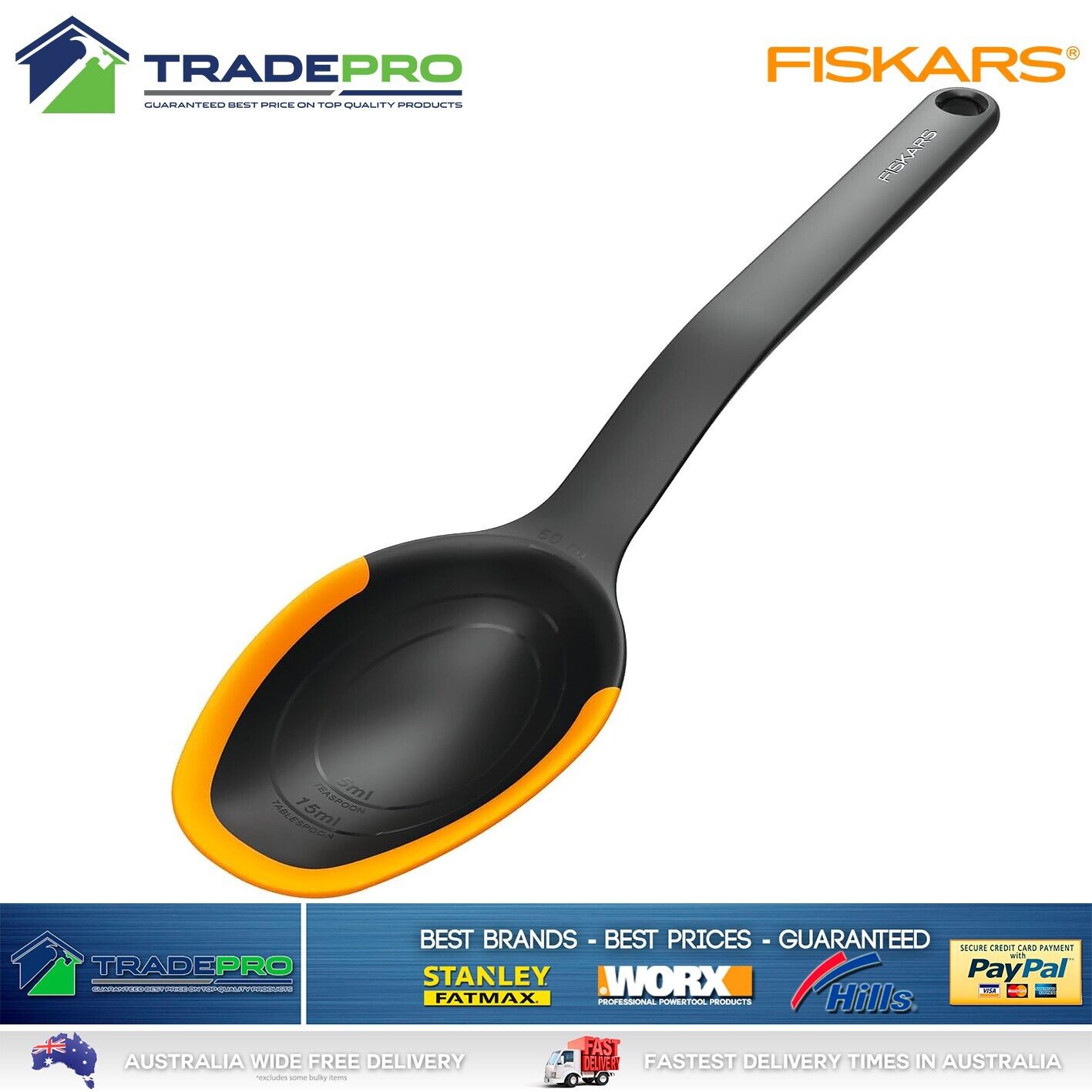 Fiskars Pro Silicone Spatula Spoon 29cm Flexible Edges Kitchen Functional Form