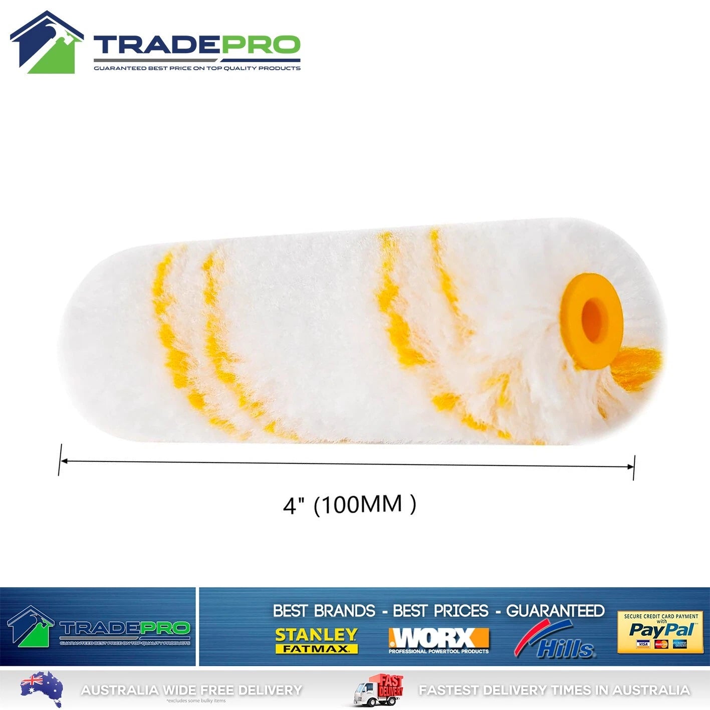 Mini Paint Roller Frame Set 10pc 100mm 4" Microfibre Sleeve & Roller Frame