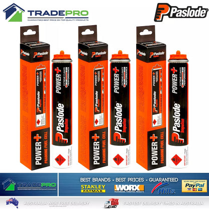 3x Paslode Genuine Impulse Fuel Cell Twist N Lock Tall Gas Cartridge B20543F