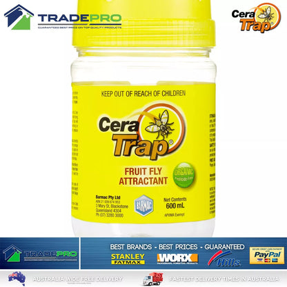 3x Fruit Fly Trap Cera Trap® 600ml Organic Fruitfly Catcher Natural Empty