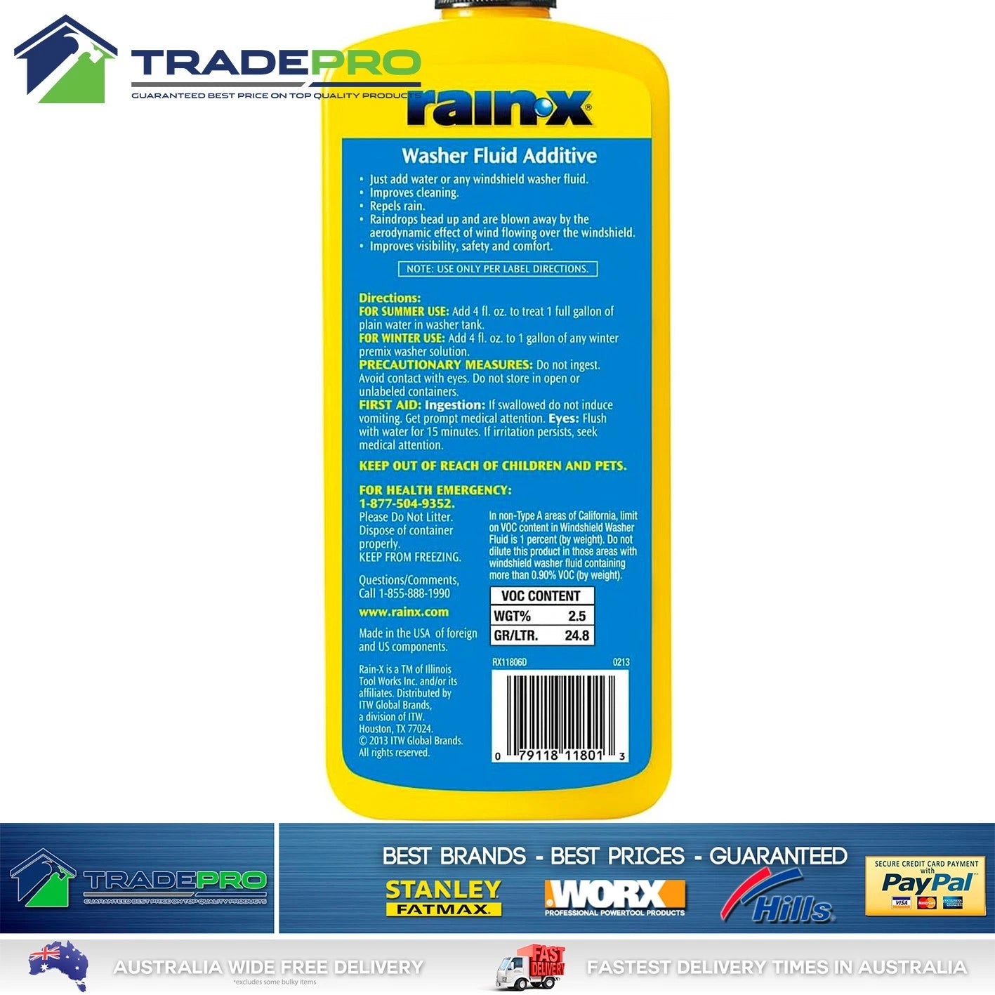 RainX Windscreen Washer Concentrate Fluid Additive 500ml Rain Repellent