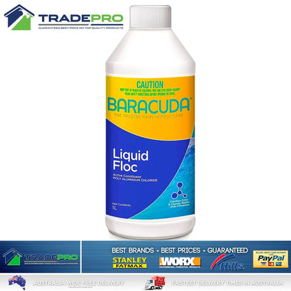 Pool Flocculant Floc Clarifying Liquid 1Ltr PRO Baracuda Clears Cloudy Green