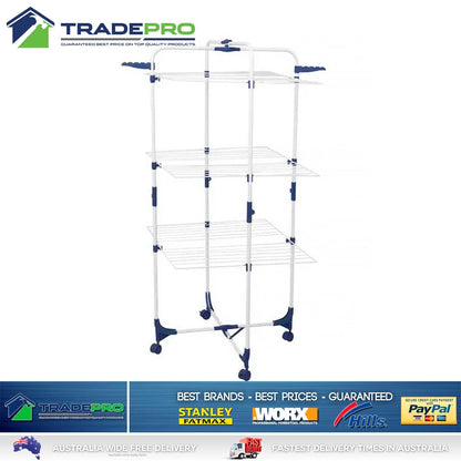Premium Clothes Airer 3 Tier 25m Portable Clothesline Mobile Dry Fold Away Hills Style