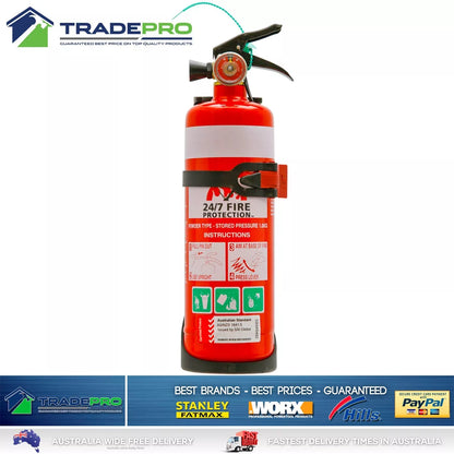 2x Quell Fire Extinguisher 247 Home Auto 1kg ABE with Bracket Powder Car Boat