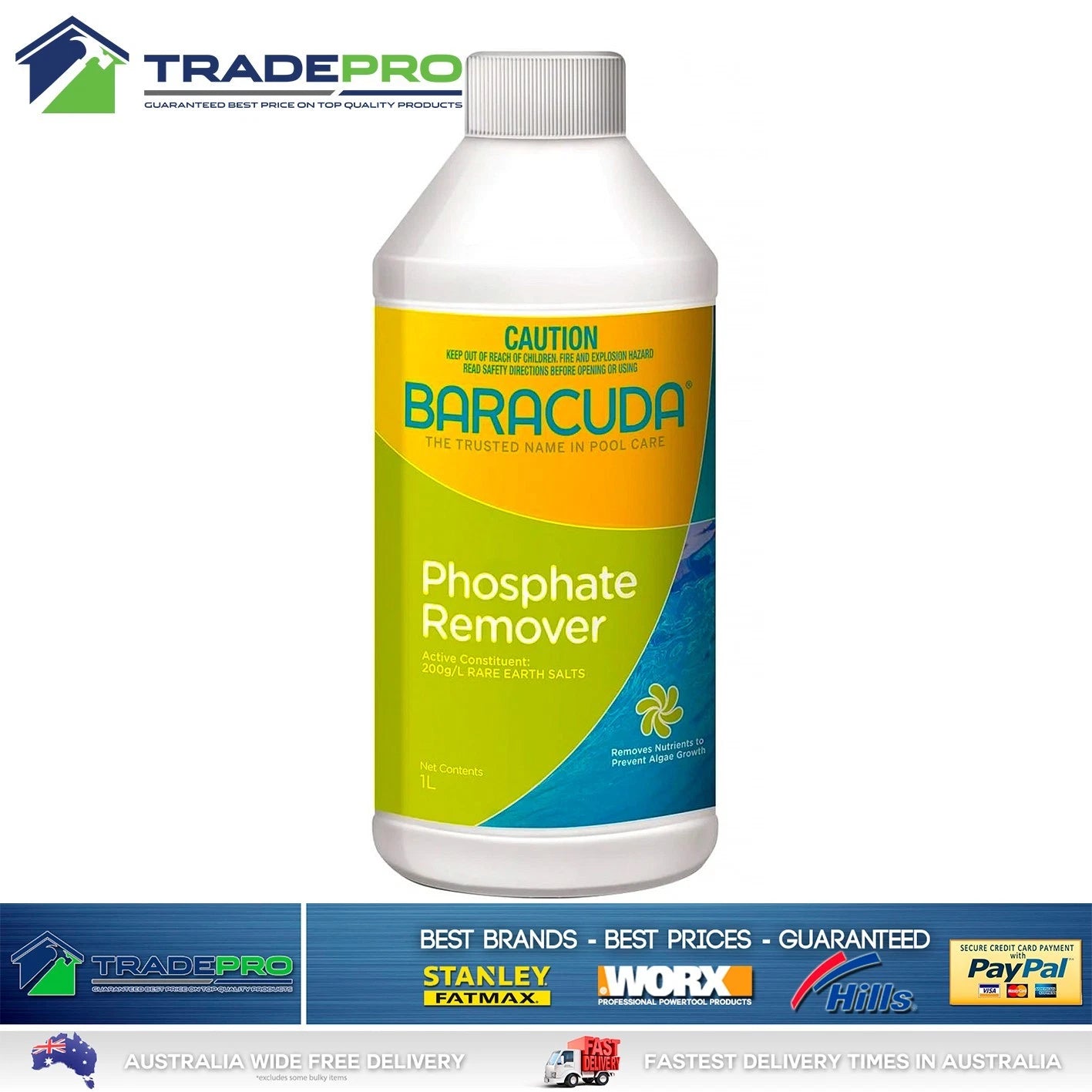 Phosphate Remover 1Lt Baracuda PRO Stop Algae growth Pool Blackspot Algaecide