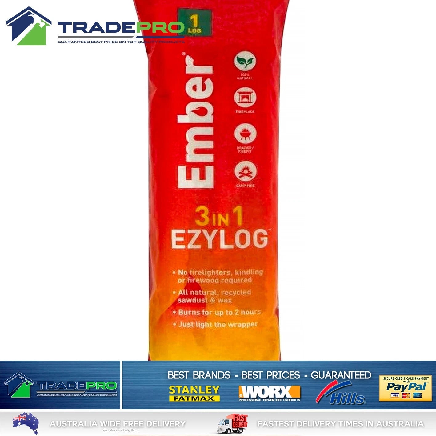 Ember 3in1 Large Fire Starter Fireplace Log Burner Chimney Low Soot Ash Clean