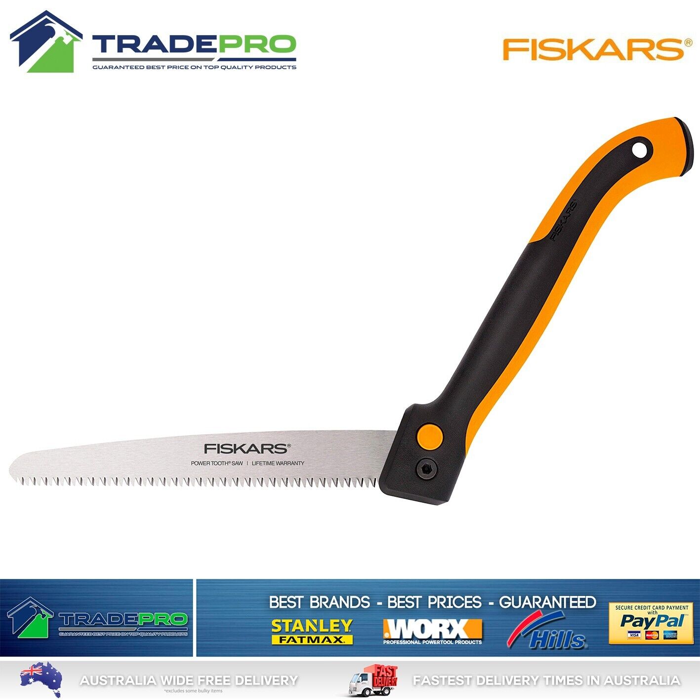 Fiskars Folding Saw 25cm 10" 2 Position SoftGrip Pruning Pull Pruner Razor Teeth
