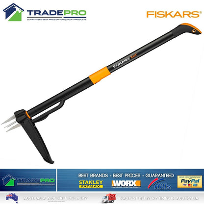 Fiskars Weed Puller Long Handled Xact 4 Prong Weeder Stainless Steel Claw Garden