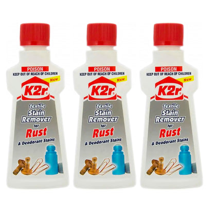 3x K2R Textile Stain Remover For Rust Deodorant Stain Clothes Fabric Carpet 50ml