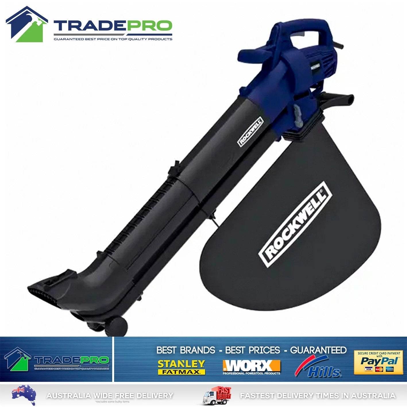 Blower Vac Mulcher Rockwell Garden Leaf Blower Shredder & Vacuum 3000W Electric