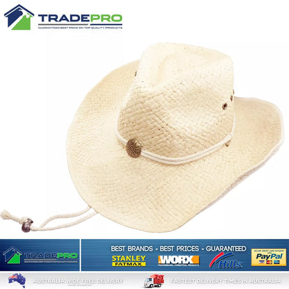 Straw Cowboy Hat Aussie Outback Western Jacaru Mens Womens Most Sizes White Med