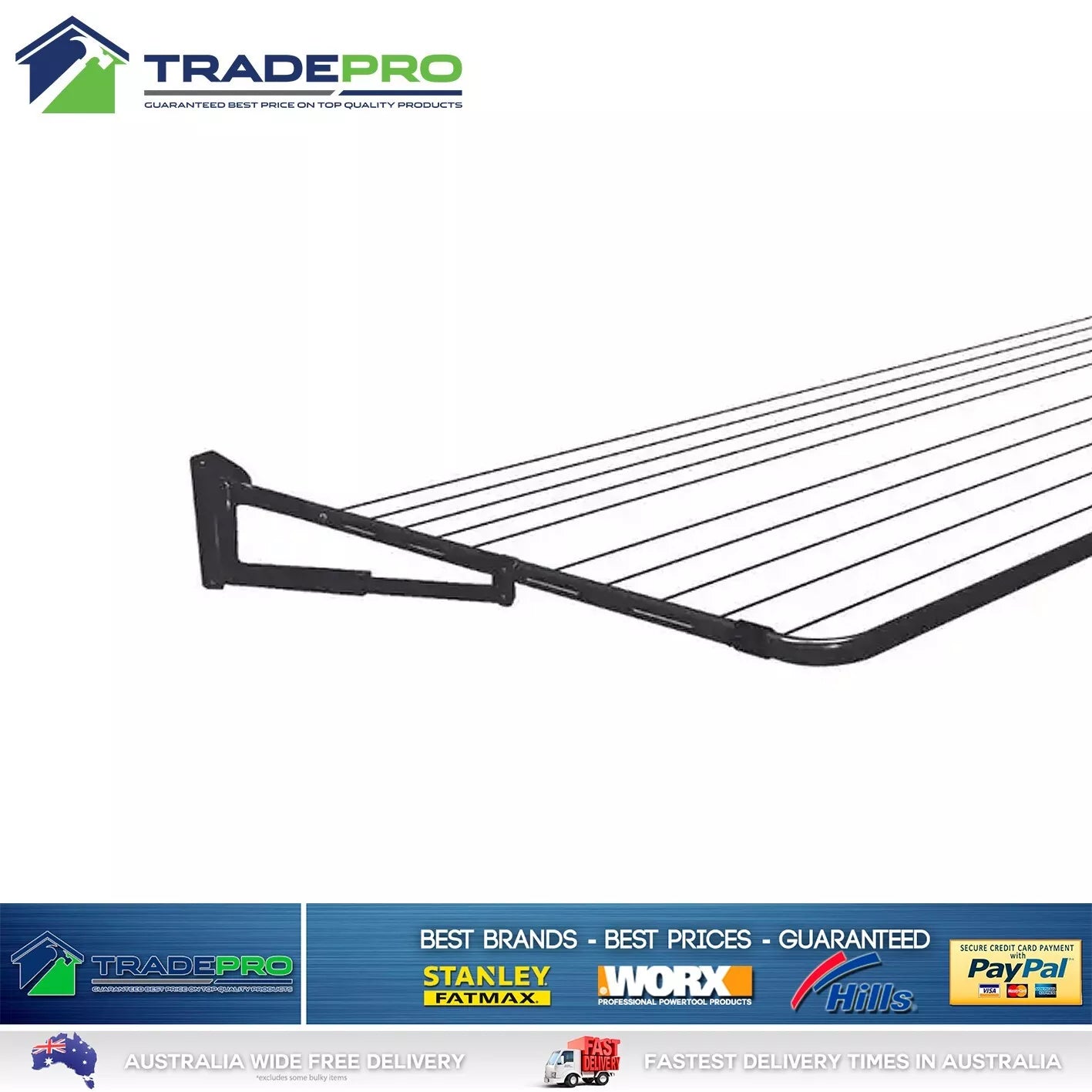 Single Folding Frame Clothesline Quick Lock Anthracite Black Fold Down Everyday