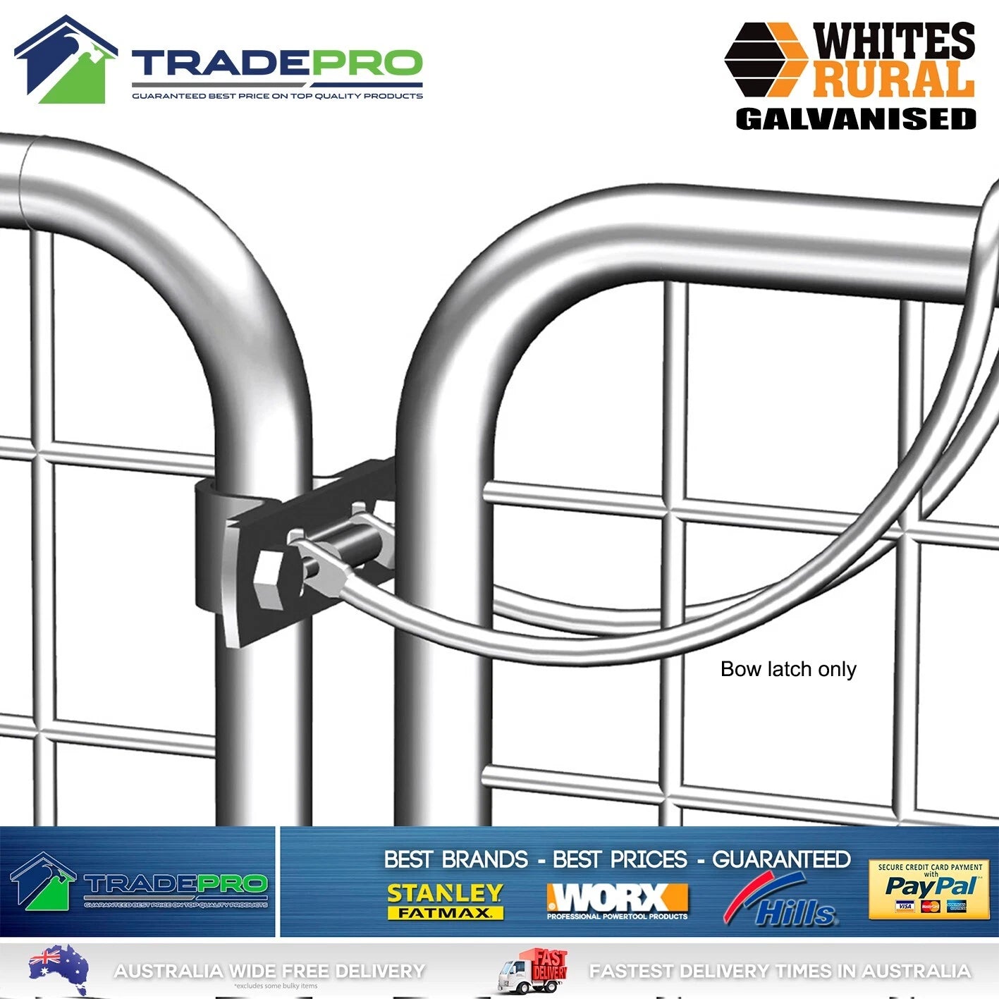 Whites Wires Farm Gate Double Bow Latch Kit Chain Wire Fence Hook Lock