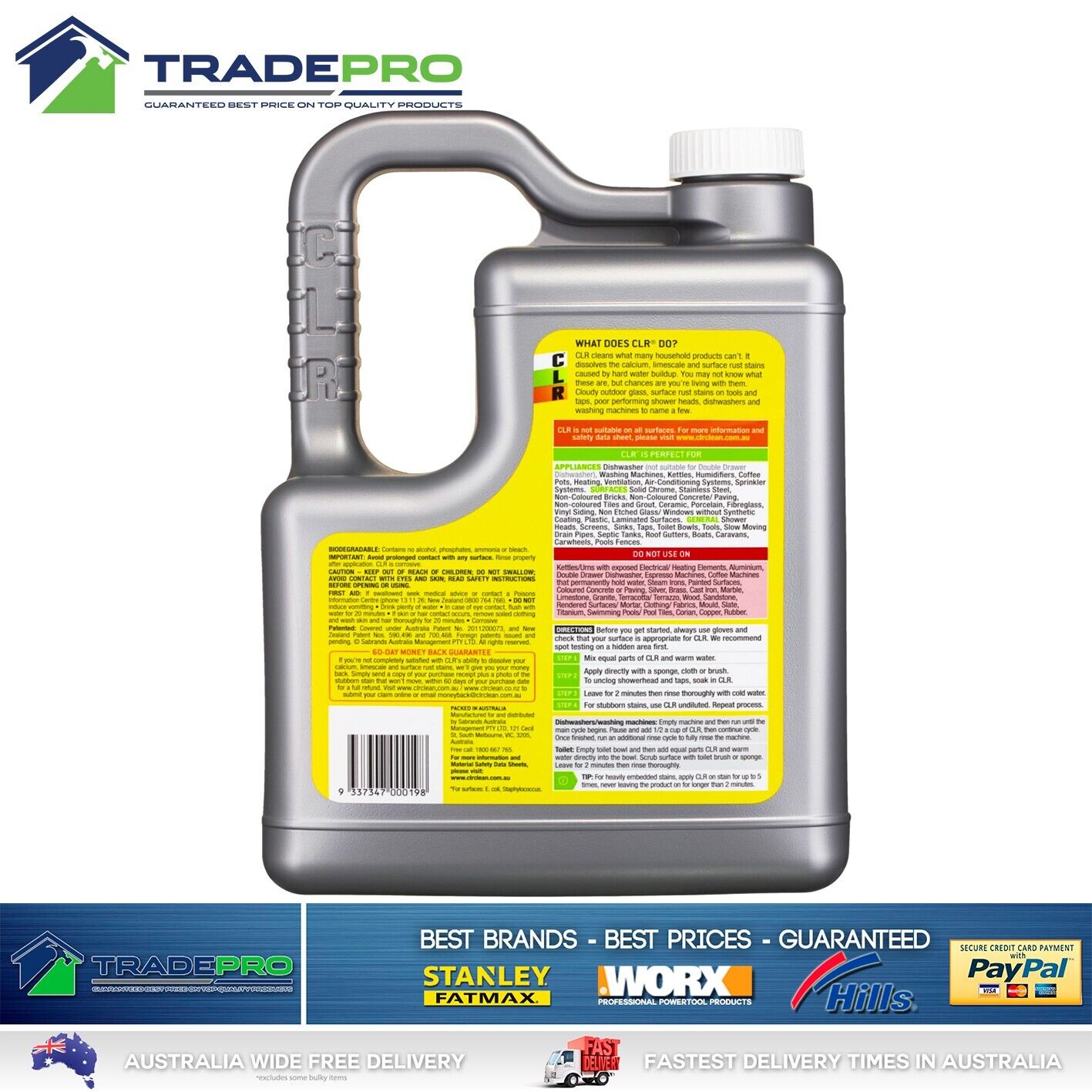 CLR Multipurpose 4L Cleaner Calcium, Lime, Rust, Stain Remover Clean Safe Bath
