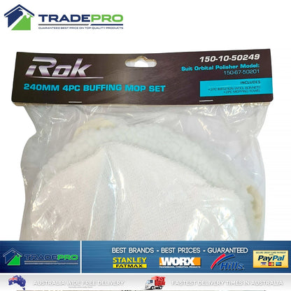 Polisher Buffer Bonnet Set 4pc 240mm Rok For Orbital Polish Waxing Buff 9.5"