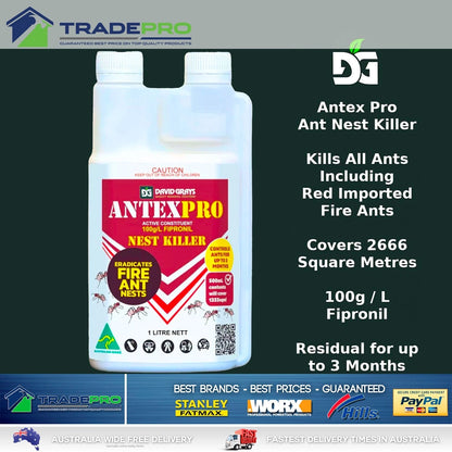 2x Ant Nest Killer Spray 1L Antex PRO Fipronil 100g/L Fireant Pest David Grays