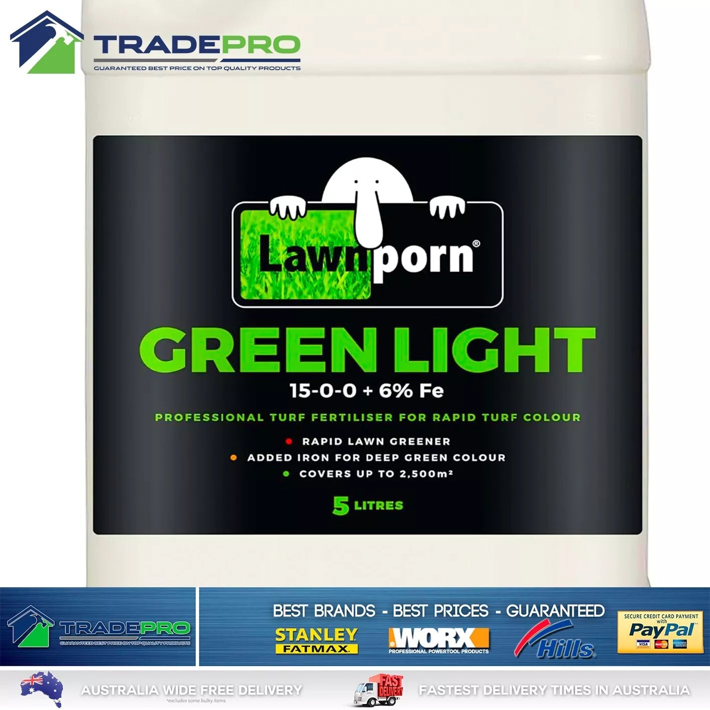 Lawnporn Green Light Fertiliser 5L Concentrate Rapid Lawn Porn Turf Garden Grow