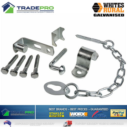 Whites Wires Farm Gate Hinge Kit FG15 Screw On Latch Set Hook & Keeper Ring